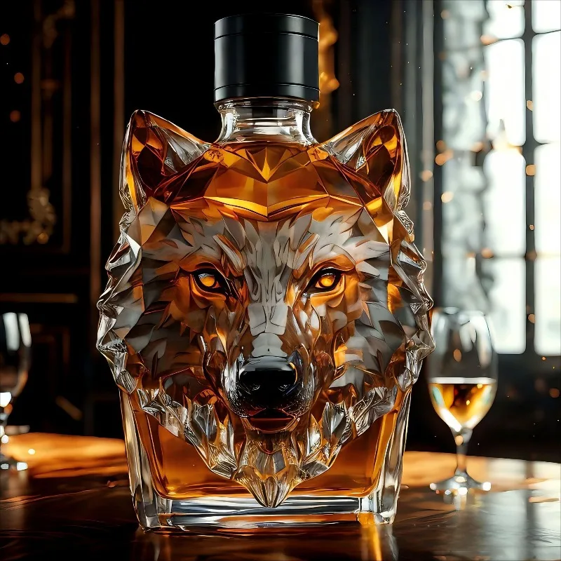 Glass Decanter Whiskey - Botol Minuman Keras Kepala Serigala dari