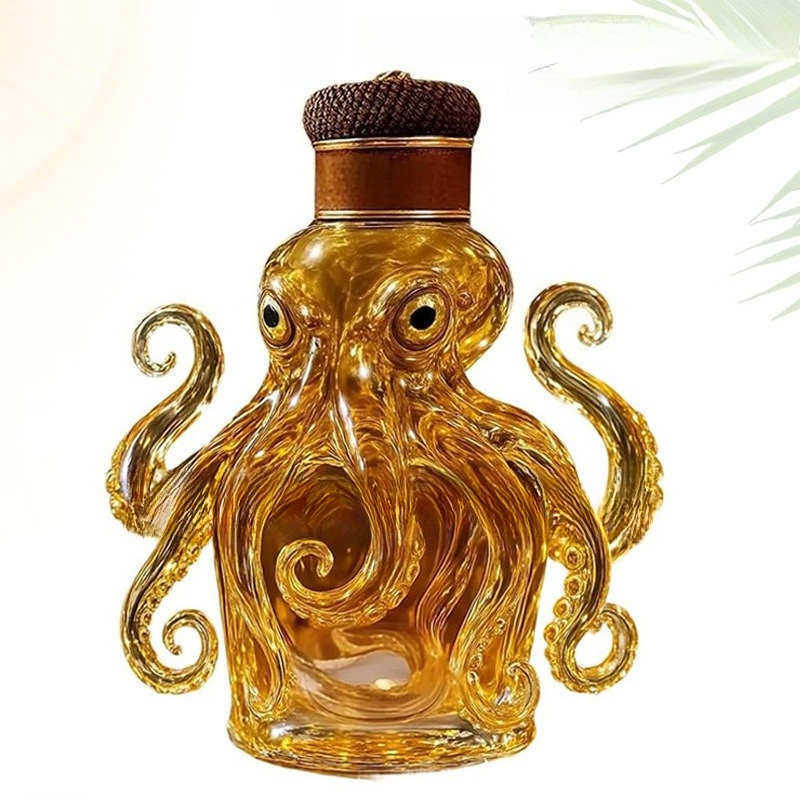 Glass Decanter Whiskey - Botol Dekanter Wiski Bentuk Gurita 3D,