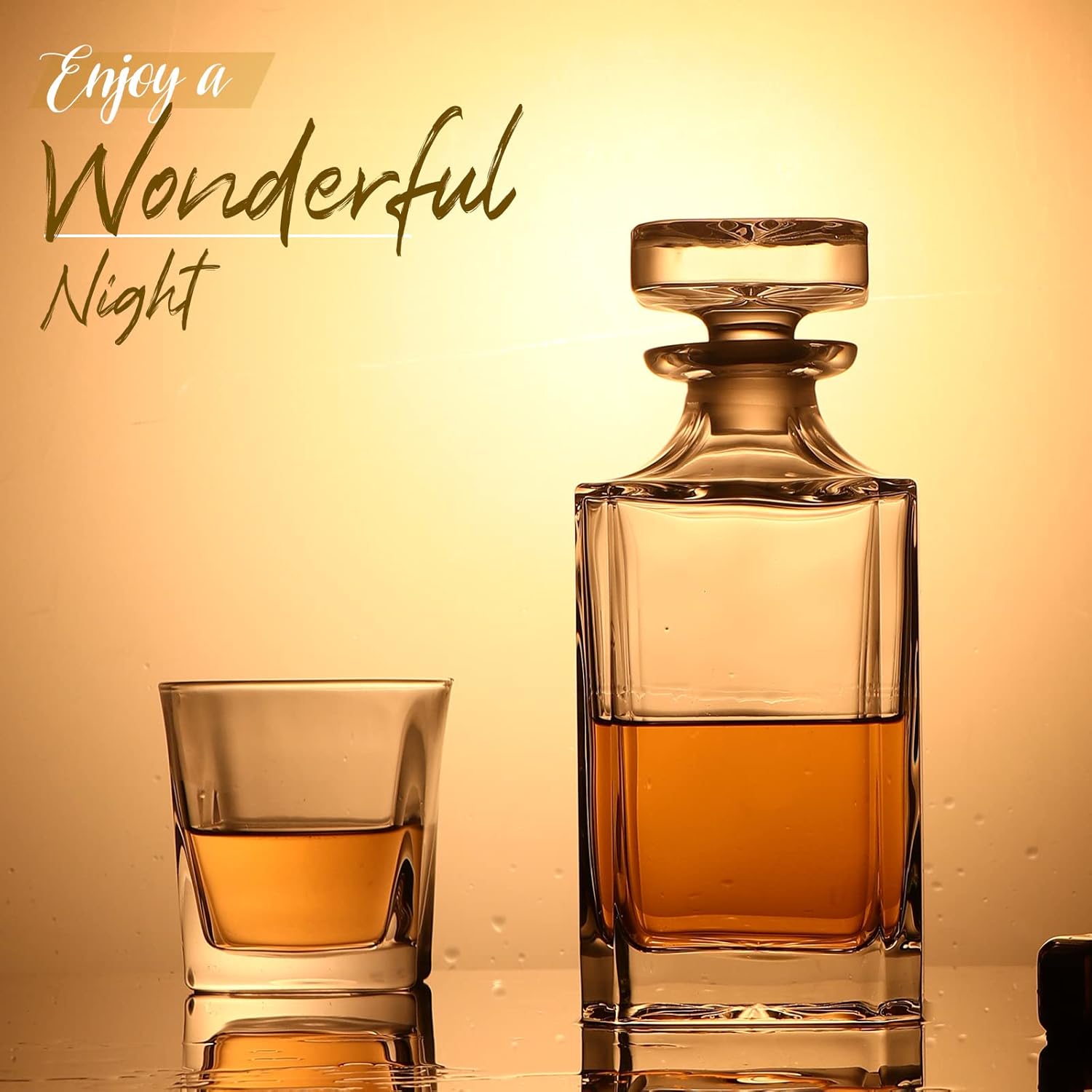 Glass Decanter Whiskey - Botol kaca-botol wiski untuk anggur, Bourbon,