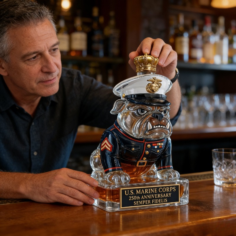 Botol Wiski Bulldog Korps Mari - Glass Decanter Whiskey ulasan dan harga