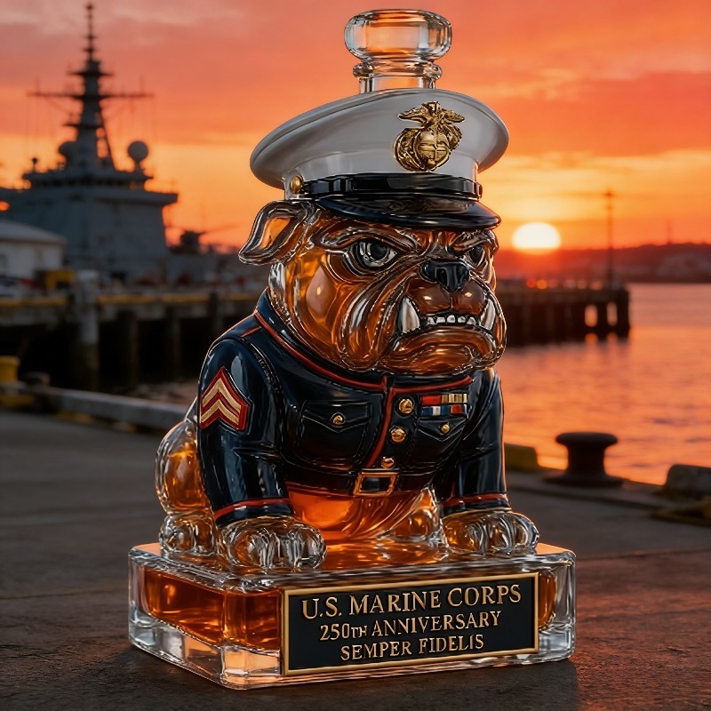 Botol Wiski Bulldog Korps Mari - Glass Decanter Whiskey ulasan dan harga