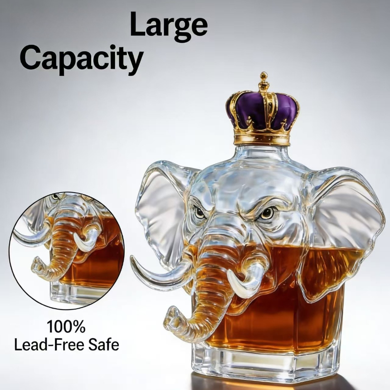 Botol Wiski Gajah Unik, Hiasan - Glass Decanter Whiskey ulasan dan harga